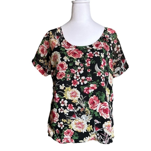 Elan Women’s Floral Short Sleeve Blouse Size 2XL - Picture 1 of 17